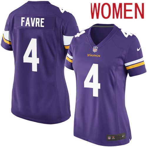 Women Minnesota Vikings #4 Brett Favre Nike Purple Game Player NFL Jersey->women nfl jersey->Women Jersey